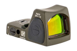 The Trijicon RMR Type 2 adjustable LED reflex sight features a 1 MOA red dot and olive drab green finish